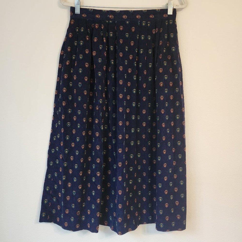 Hasting and Smith, Women's Cordura A line Skirt,14, Blue, Logo Graphic, Academia